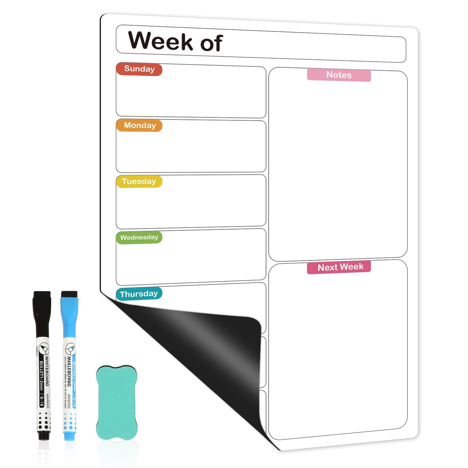 QUEENLINK Magnetic Whiteboard Calendar Weekly Meal Organising Planner for Fridge A3(30X42CM), Dry Erase Planning Board for Kitchen, Home