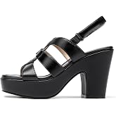 Chunky Platform High Heels for Women 4 Inch Block Heeled Platform Sandals | Square Open Toe Sandals with Ankle Strap, Fashion Summer Women Heel Shoes Comfortable Dressy for Party Wedding Evening Formal