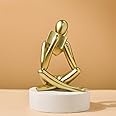 SIETIOJI Home Decor Gold Reading Thinker Statue Modern Figurines Abstract Aesthetic Sculpture Thinker Resin Statue Set for Home Decoration Living Room Office Bookshelf Shelf Table(B-Gold)