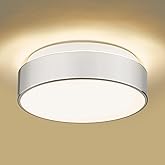 AUTELO 12" Flush Mount Ceiling Light Fixture, Frosted Glass Shade 2-Light Close to Ceiling Light Fixture in Brushed Nickel Fi