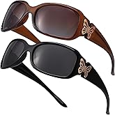 GGSTDDUP 2 Pack Polarized Sunglasses for Women Wraparound Butterfly Design Oversized Frame UV400 Protection