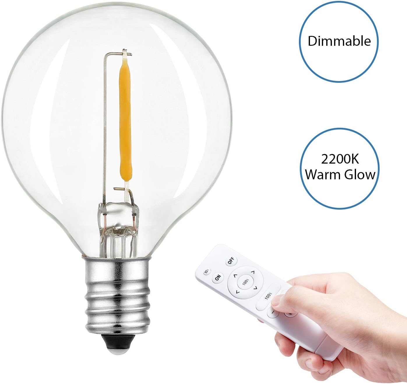 keymit G40 LED Replacement Bulb Dimmable Clear Glass 1W 2200K E12