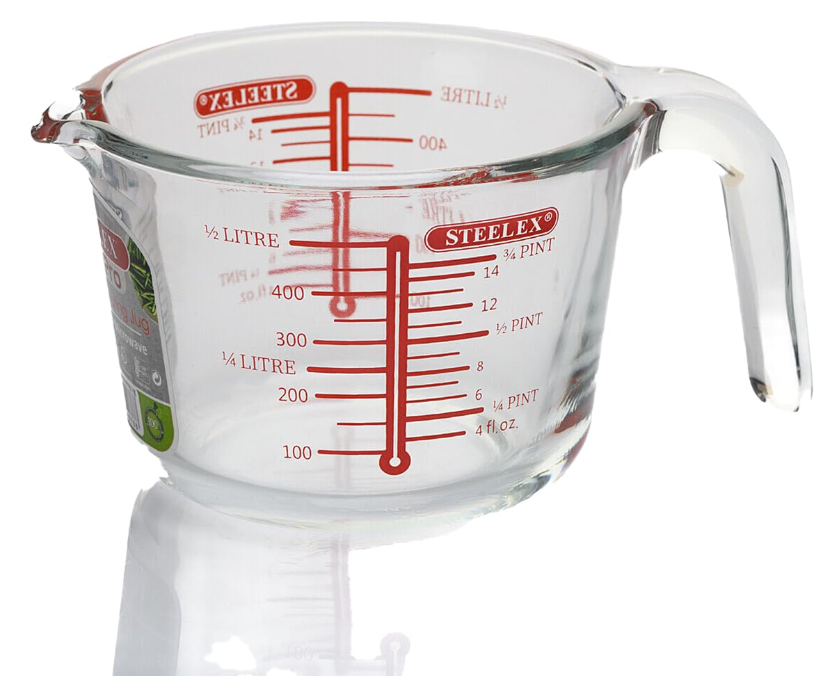 Steelex Glass Measuring Jug - Suitable for Baking and Cooking - Made from Quality Glass, Suitable for Dishwasher (500ml/0.5L)