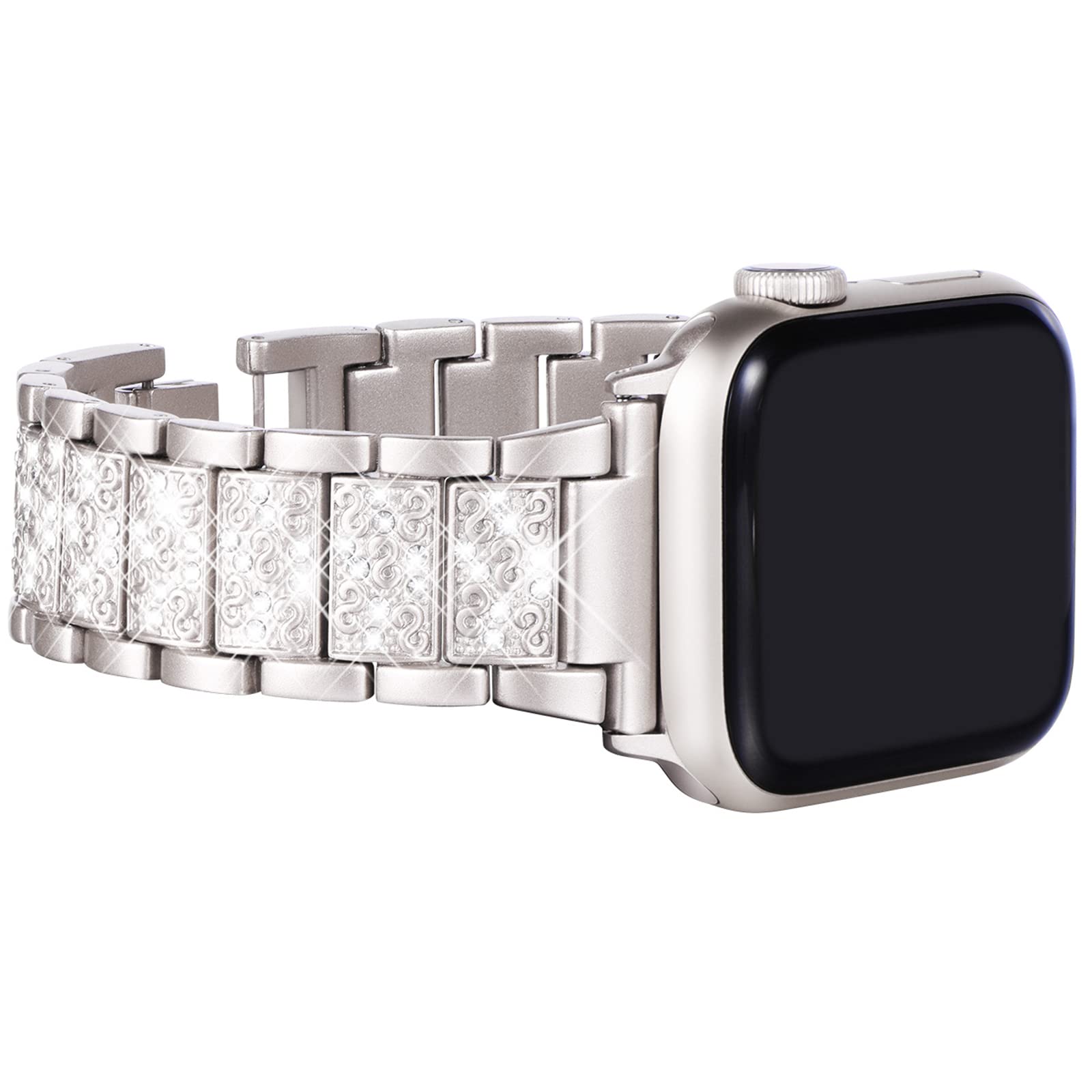 KADES 42mm(Series 11 10) 41mm 40mm 38mm Compatible with Apple Watch Straps for Women, Bling Diamond Rhinestone Bracelet Replacement Band for iWtach SE 3 2 1/Series 11 10 9 8 7 6 5 4 3 2 1,Starlight
