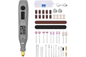 GOXAWEE Mini Cordless Rotary Tool with 105pcs Accessories, 5-Speed and USB Charging, Multi-Purpose Power Rotary Tool with 3.7V Li-ion Battery for Handmade Crafting and DIY Creations. (Grey)