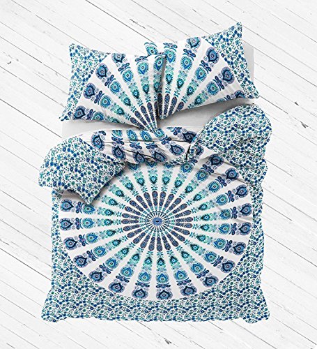White Color ndian Bohemian Mandala Duvet King Size Decorative Bedding Doona Cover Reversible Cotton Quilt Cover Set With Pillow Cover