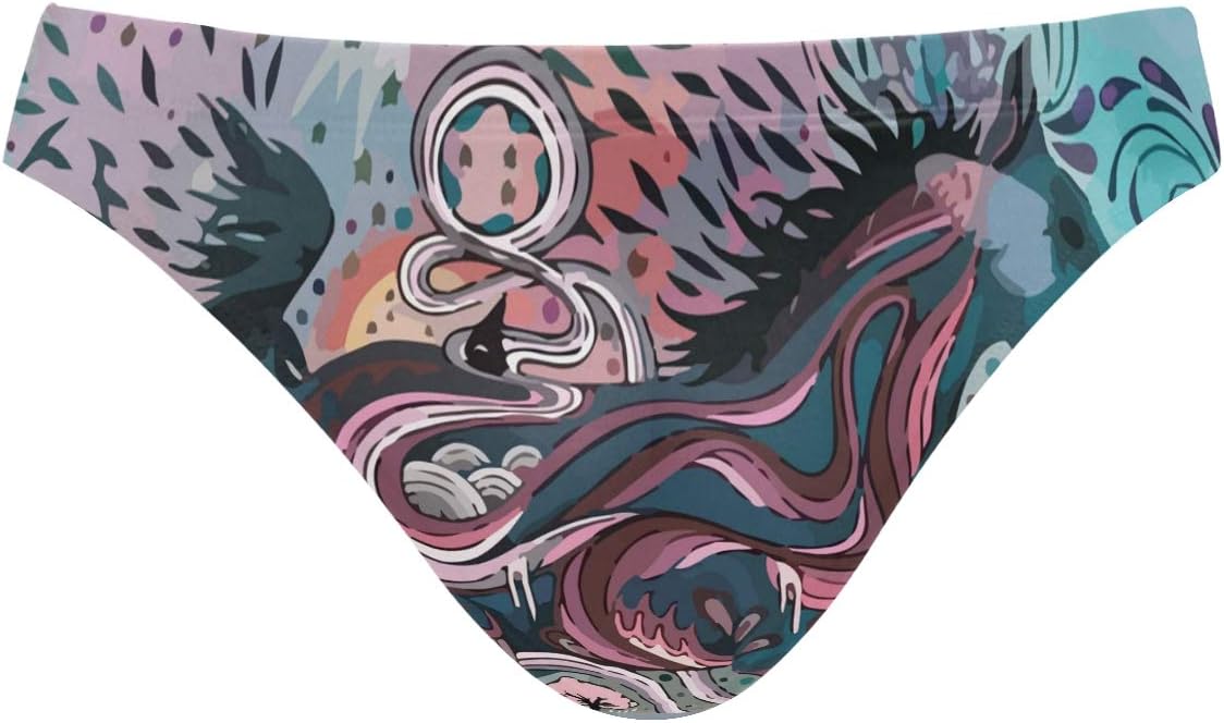 QiHouse Men Swimsuit Cute Cat Silhouette Bikini Briefs Male Sexy Swimwear 5030211