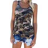 Zcavy Cute Camo Tank Flowy Athletic Shirts Running Muscle Shirts Workout Gym Clothes Racerback Camo Tank Tops for Women