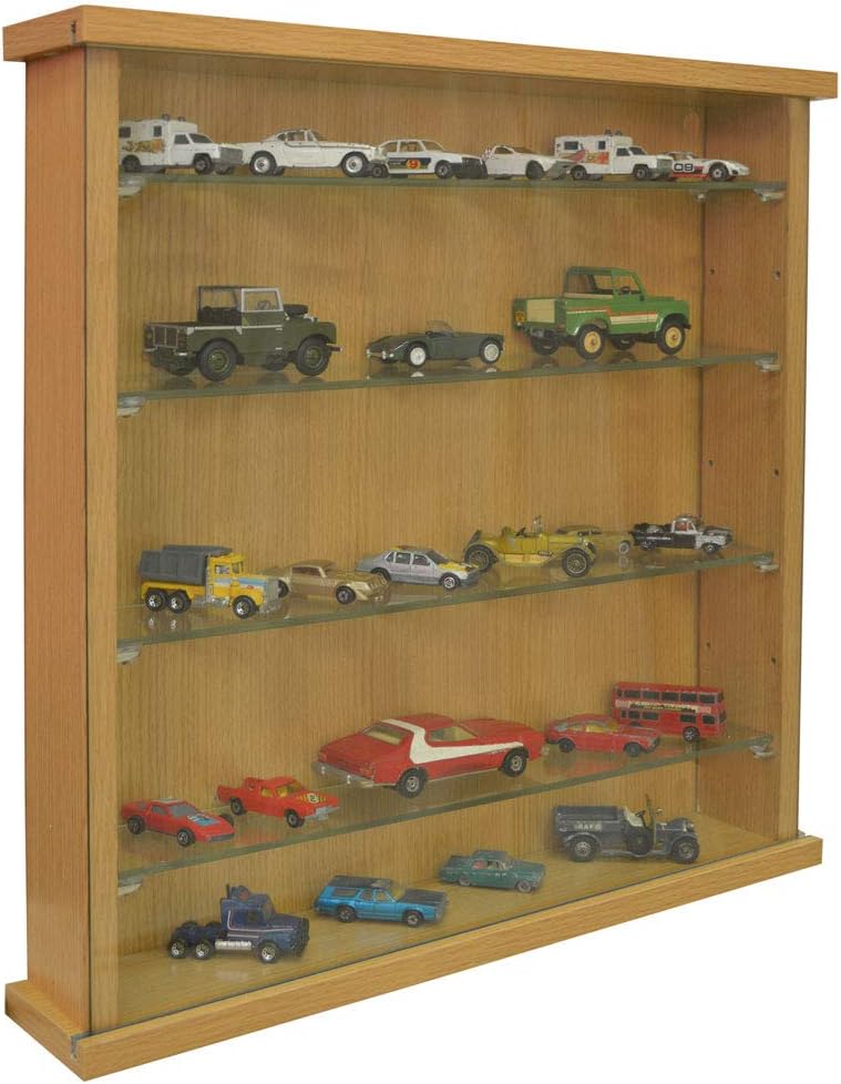 WATSONS COLLECTORS Wall Display With Four Glass Shelves Oak