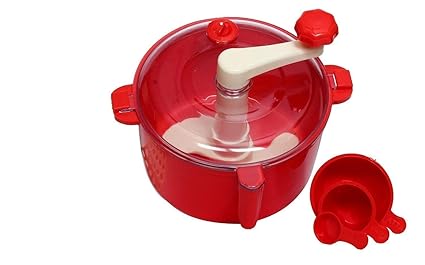 FASTECK ABS Atta Dough Kneader Maker Kitchen Set with Measuring Cups (Aata Maker) (Red, 1 L)