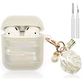 Compatible with AirPod Case 1st/2nd Generation, Shell Print Protective Case Cover for AirPods with Cleaner Kit and Shell Keychain Accessories for Women Girls