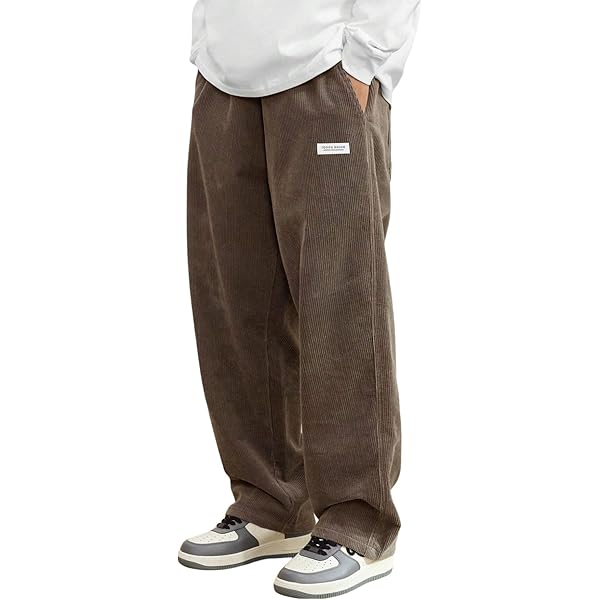 SOLY HUX Men's Corduroy Pants Casual Drawstring Elastic Waist