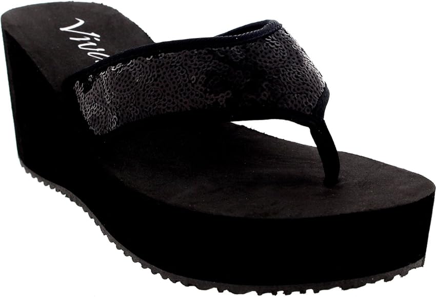black sequin flip flops
