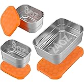 Alphatool 3pcs Leakproof Stainless Steel Lunch Box for Kids - Portable 24 oz Bento Box & 8oz Snack Containers for Daycare School Office Camping Picnic, Dishwasher safe
