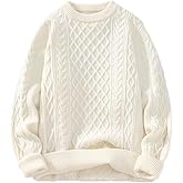 Aelfric Eden Cable Knit Sweater Women Vintage Chunky Cream Sweater Men Woven Crewneck Knitted Pullover White