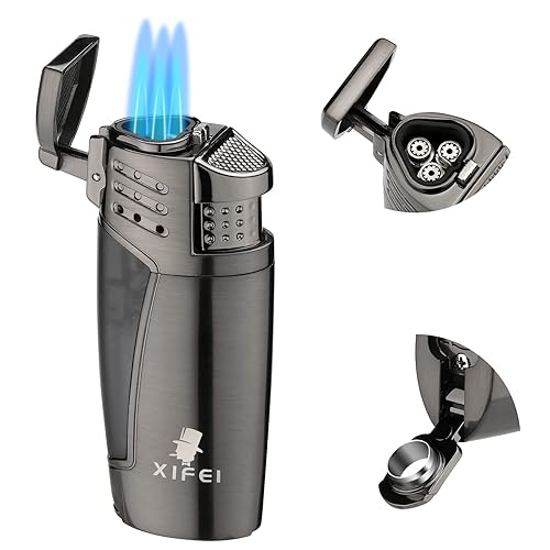 XIFEI Cigar Lighter,3 Jet Flame Torch Lighter with Cigar Punch,Refillable  Butane Windproof Lighters,Portable Cigar Lighter for Men Best Gift in Dubai  - UAE
