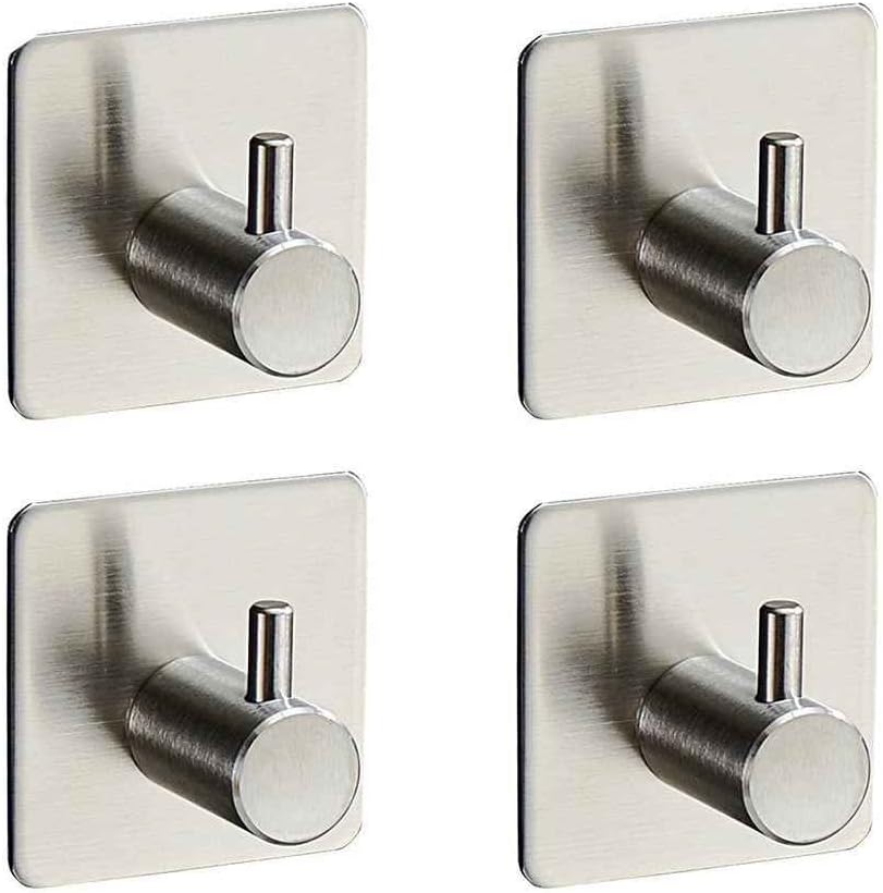 Stainless Steel Wall Door Hanger Home Bathroom Kitchen Robe Towel Coat Rustproof Hook Self Adhesive