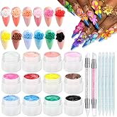 SUTOKAKA Solid Builder Nail Gel Set, 12 Colors Non-Sticky 3D Sculpting Gel for Nail Art Painting Drawing Carving Molding With Silicone Sculpture Pen for Manicure Salon Home DIY