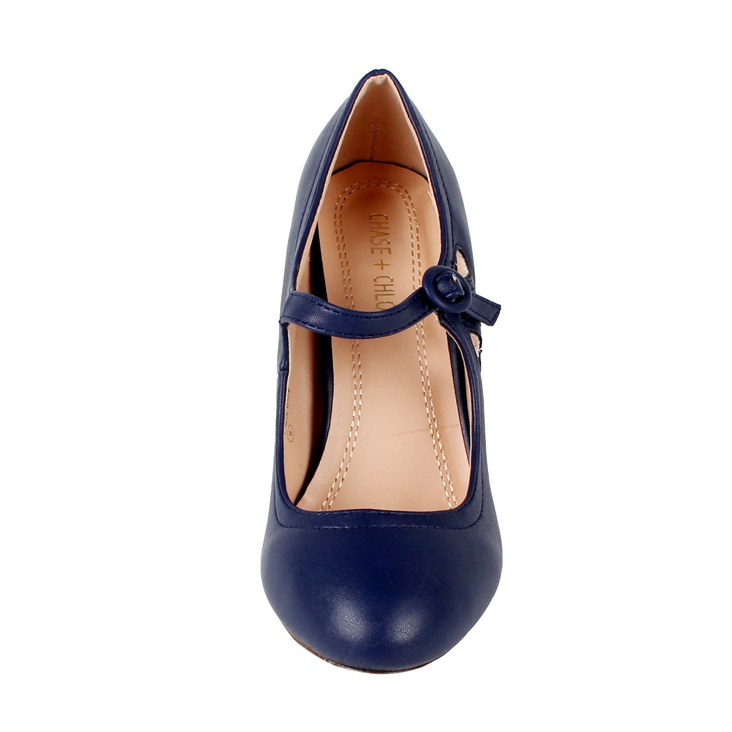 Chase & Chloe Kimmy-21 Mary Jane Pumps (Blue, 6 B(M) US) - Image 3