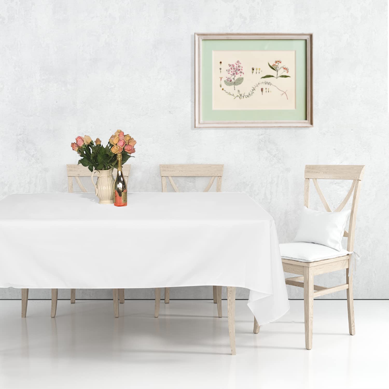 Covering All Occasions 70 x 144 inches Rectangular Polyester Tablecloth Durable Fabric Table Cover for Wedding Decorations Dinner Anniversary Birthday Parties Events, White, 1 Piece