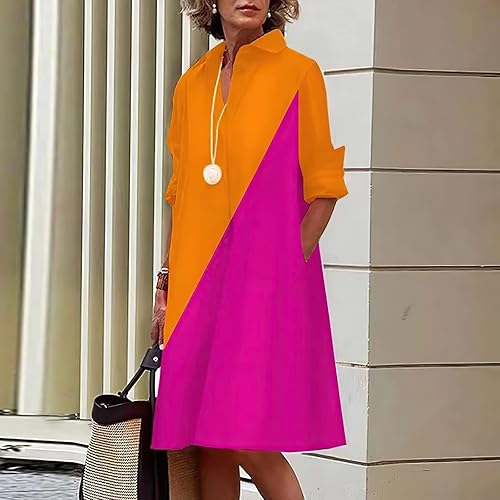 Shirt Dress Plus Size Sun Dresses With Sleeves BUNDMAN Womens