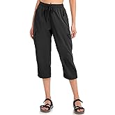 VEOBIKE Women's Hiking Capris Pants Dri Fit UPF50+ Outdoor Camping Travel Capri Elastic Waist Drawcord Active Joggers Capris