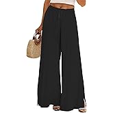 domirica Palazzo Pants for Women Floral Summer Boho Casual Wide Leg Beach High Waist Lounge Ladies Trousers with Pockets