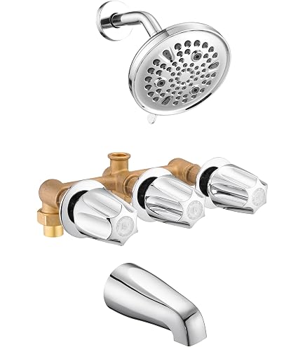 Central Brass 0968-Z Three Handle Tub & Shower Set in Chrome