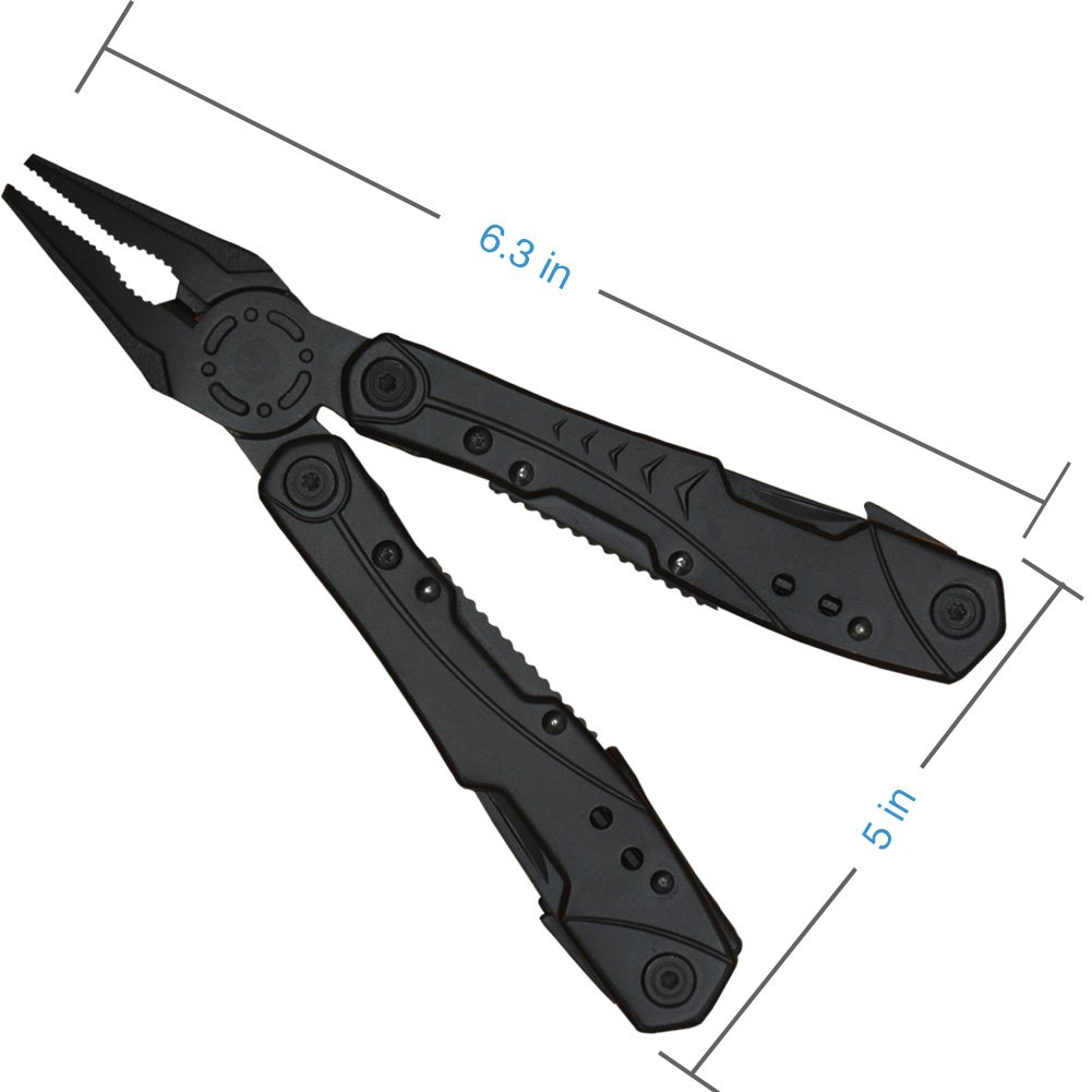 Multitool Pliers Newild 12-in-1 Multi Purpose Pocket tool Set with Knife Fire Starter Nylon Sheath Durable Black Oxide Super Hardened 420 Stainless Steel for Survival,Camping,Fishing,Hunting,Hiking