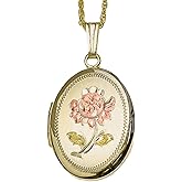 PicturesOnGold.com Personalized 14K Gold Filled Rose Oval Locket Custom Photo Necklace for Women and Men 3/4 Inch X 1 Inch