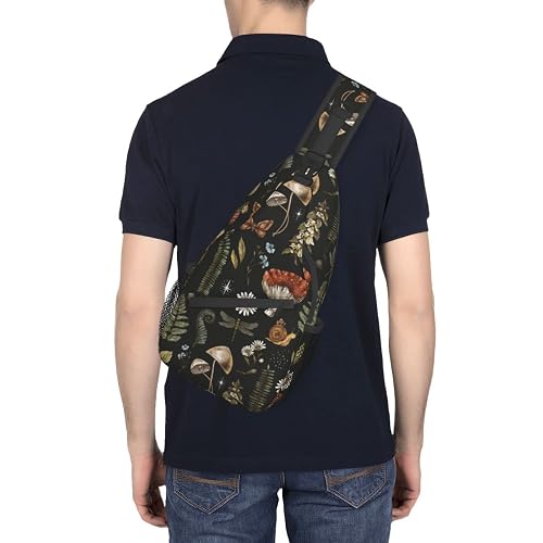 SUPLUCHOM Sling Bag Vintage Mushroom Leaf Forest Hiking  display picture 1