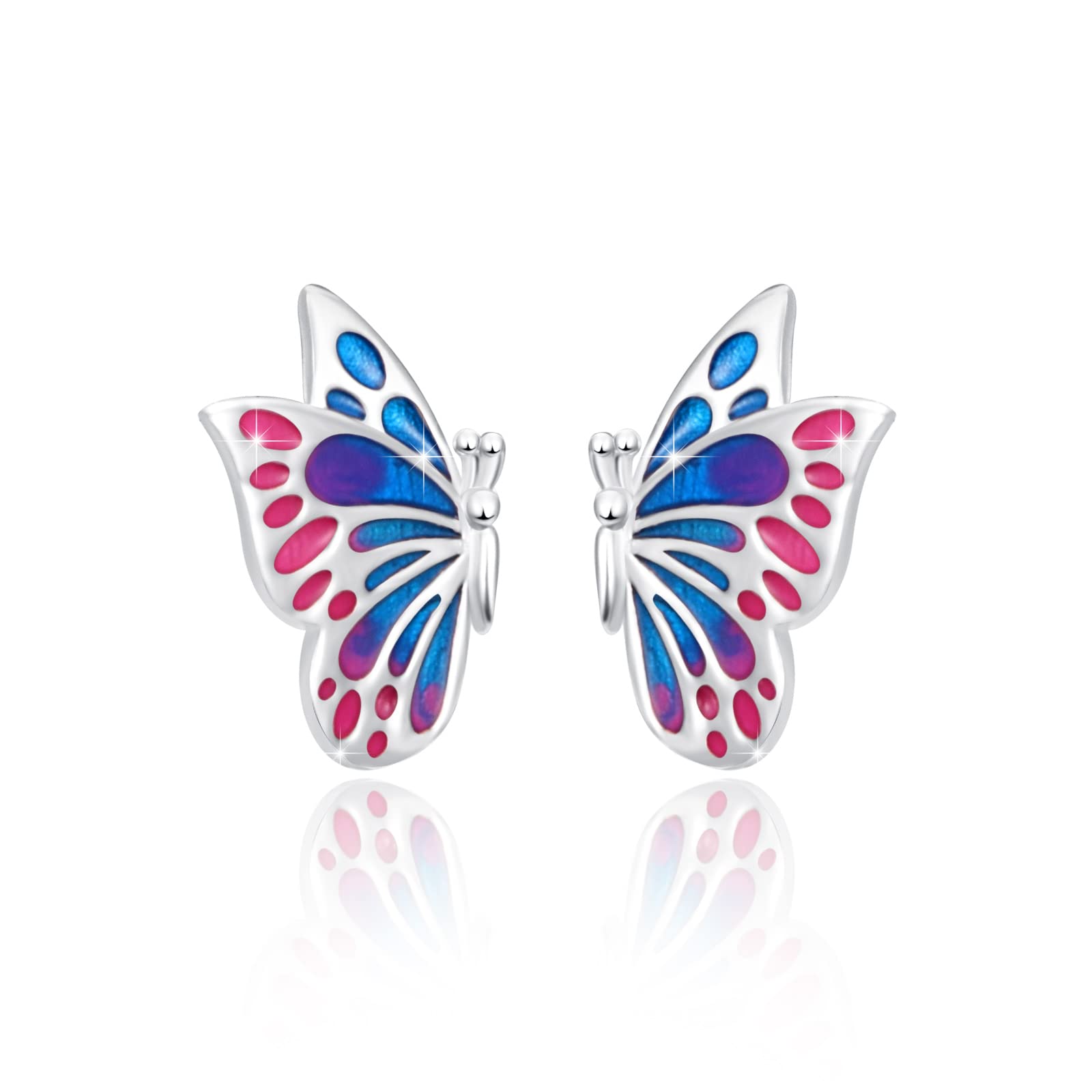 GGBOOM Butterfly Stud Earrings 925 Sterling Silver Butterfly Earrings Women's Butterfly Earrings Gifts for Women Girls