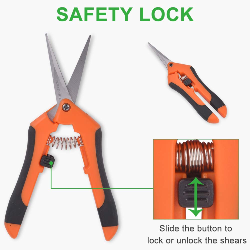 GROWNEER 3-Pack Pruning Shears Gardening Hand Pruning Snips with Straight Stainless Steel Precision Blades