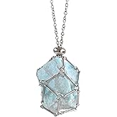 Anjiucc Handmade Crystal Holder Necklace - Stainless Steel Cage for Stone, Crystal Pendant Necklace,Quartz Gemstone Jewelry for Women Men.