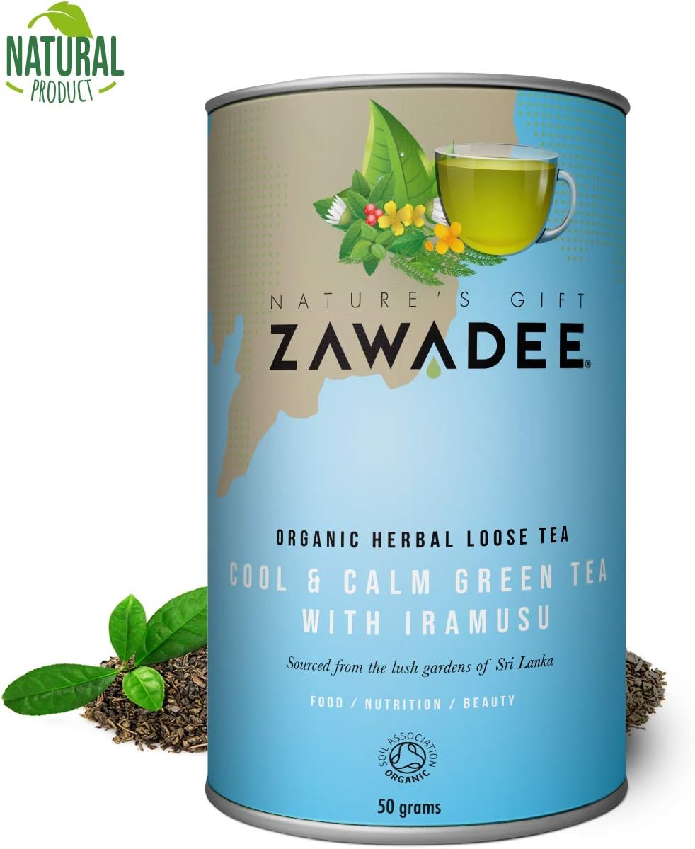 Loose Leaf Cool & Calm Green Tea with Iramusu & Polpala, 100% Natural Herbal Tea to Cleanse & Cool. Premium Grade Organic Green Tea Leaves with Antioxidants,50g