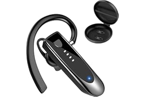 Atheewon Bluetooth Earpiece, Wireless Handsfree with Microphone, 20Hrs Call Time Bluetooth 5.4 Headset, 180 Hrs Standby Time Headset for Business/Trucker/Driver, Bright Black