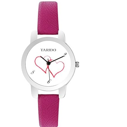 Quartz Analogue Round White Dial Pink Strap Womens Watch