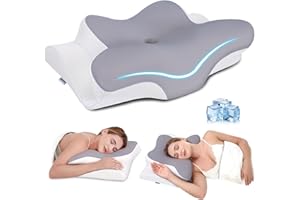 PAYHUIN Cervical Neck Pillow, Memory Foam Pillows for Neck & Shoulder Pain Relief, 2 Heights Ergonomic Pillow with Breathable