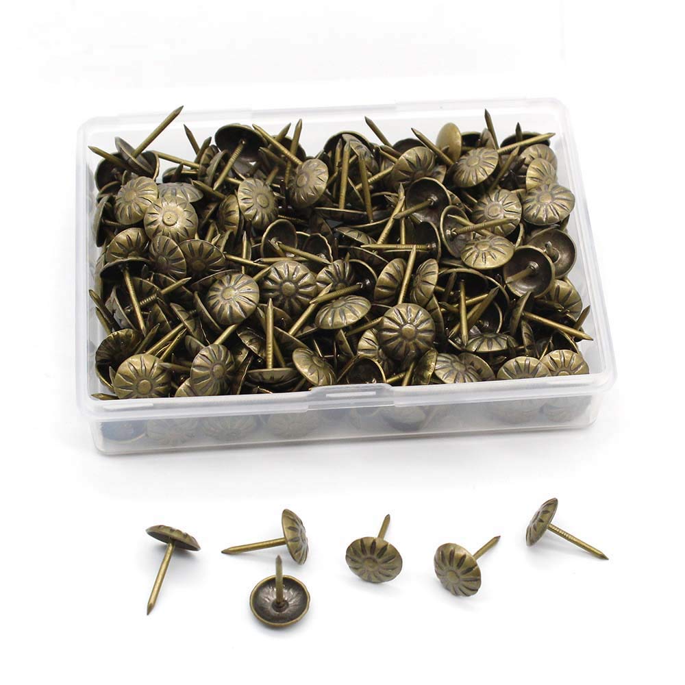 Juliyeh 500Pcs Upholstery Tacks Sofa Foam Nail 11 * 17 mm Antique Furniture Nails Pins DIY Decoration Gift Making Accessories Tacks(Bronze)