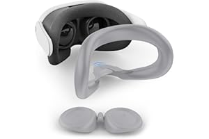 Relohas Deluxe VR Accessories for Meta Quest 3, Safe 2 in 1 Silicone Case Set for Oculus Quest 3, Include Upgraded Lens Prote