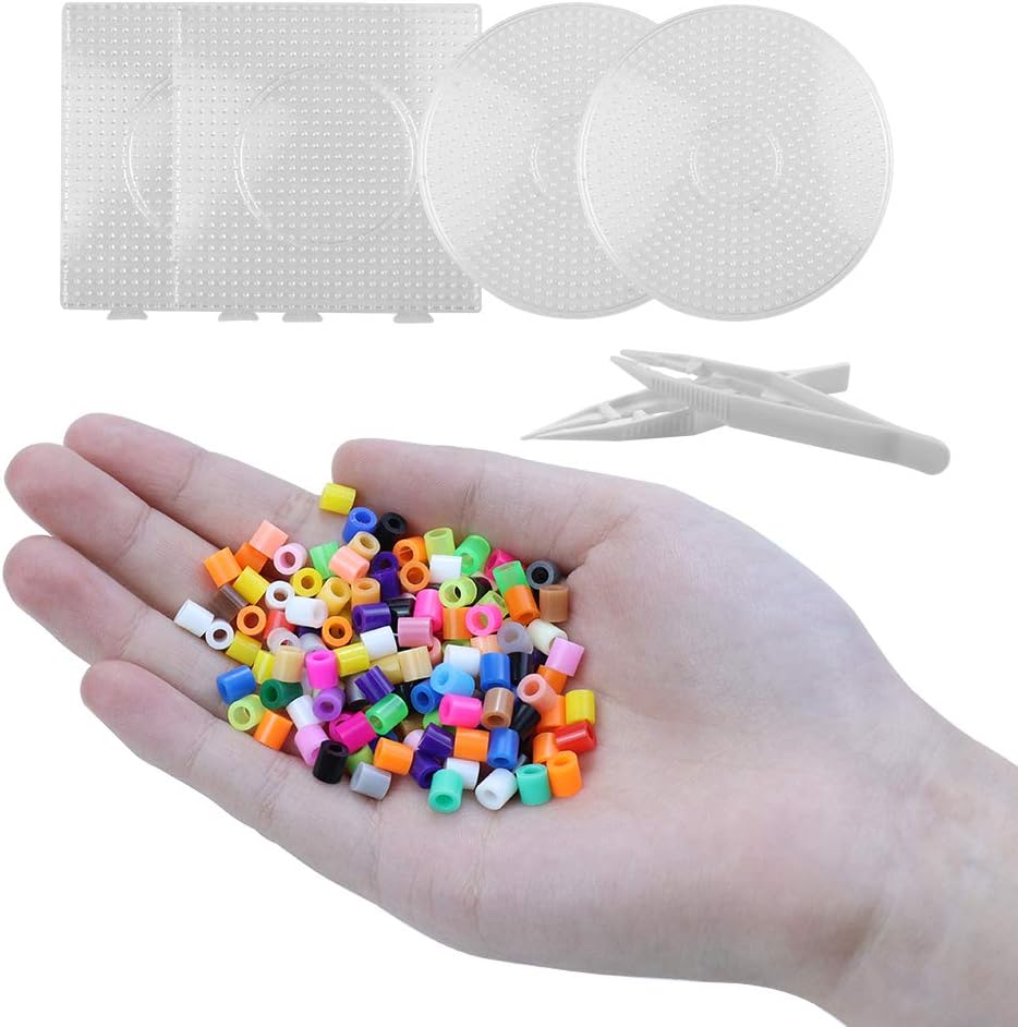 MotBach 7pcs 5mm Large Fuse Beads Boards，Clear Plastic Pegboards for