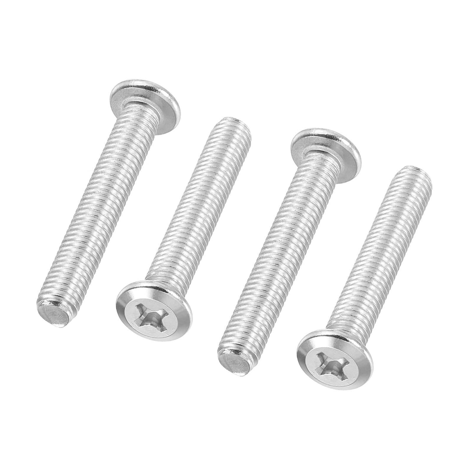 PATIKIL Flat Round Head Phillips Screws, 4 Pack M8-1.25 x 50mm Binding Screws 304 Stainless Steel 18-8 Full Thread, Phillips Drive Machine Screw Furniture Screw Connector Bolts