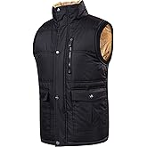 XinYangNi Men's Winter Warm Outdoor Padded Puffer Vest Thick Fleece Lined Sleeveless Jacket