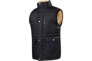 XinYangNi Men's Winter Warm Outdoor Padded Puffer Vest Thick Fleece Lined Sleeveless Jacket