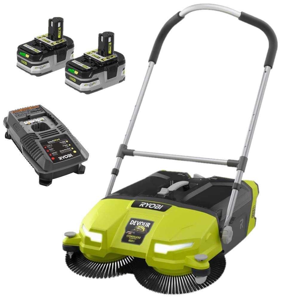 RYOBI 18-Volt Cordless 4.5 Gal. DEVOUR Debris Sweeper Kit with 2 Batteries and 18-Volt Charger (Rene