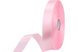 CLMENTP 5/8 inches 50 Yard Light Pink Satin Ribbon for Gift Wrapping, Wedding, Crafts, Christmas,Easter, Floral, Hair, Invitation Decorations and More