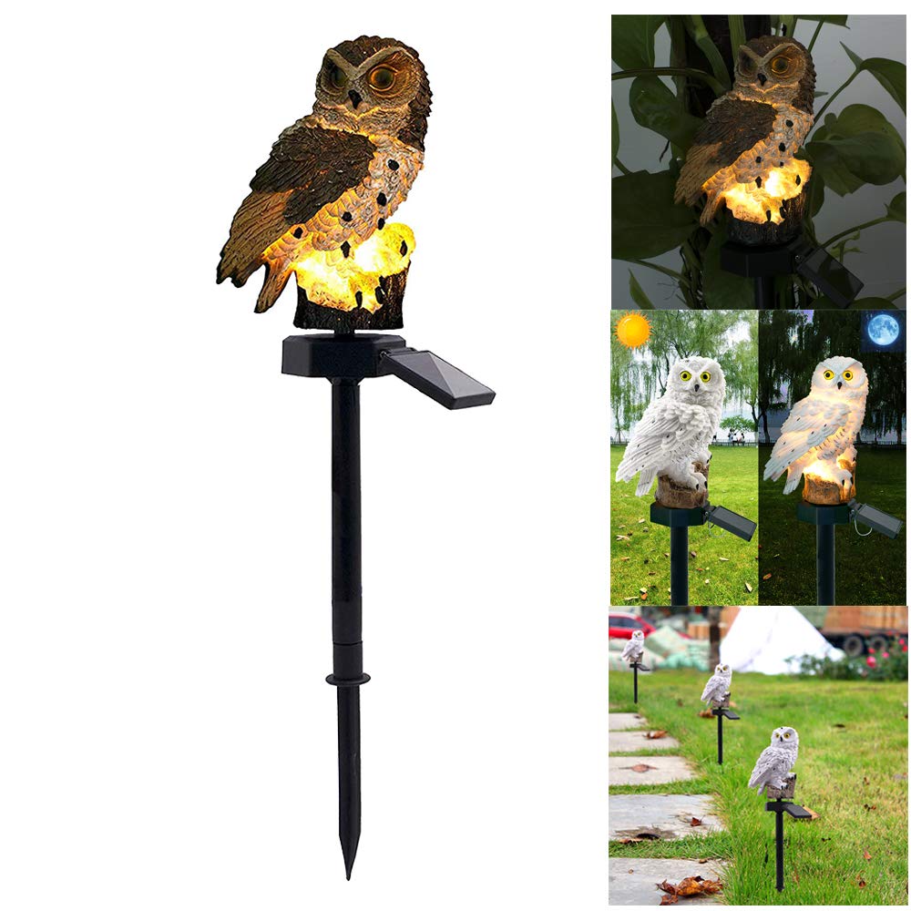 ALLOMN Solar Lawn Lamp, Outdoor Solar Light Garden Decoration Lamp Waterproof Path Lawn Yard Garden Lamps Owl Design (Grey)