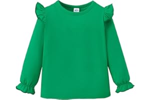 Magic Park 12M-14Y Toddler Girl Long Sleeve Blouse Kids Solid Color Tee Little Girls Ruffle Cuffs T-Shirt Winter Casual Tops