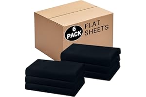 CULVE Bulk King Flat Sheets Only, 6 Pack Quick Sort Top Bed Sheet, Color-Coded Label Threads, Wrinkle-Free Shrinkage Durable Microfiber Hotel Motel Airb&bs Essentials for Hosts (105"x102",Black)
