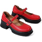 QJN Mary Janes for Women Chunky Platform Mary Jane Heels Comfortable Dress Pumps Casual Office Work Shoes